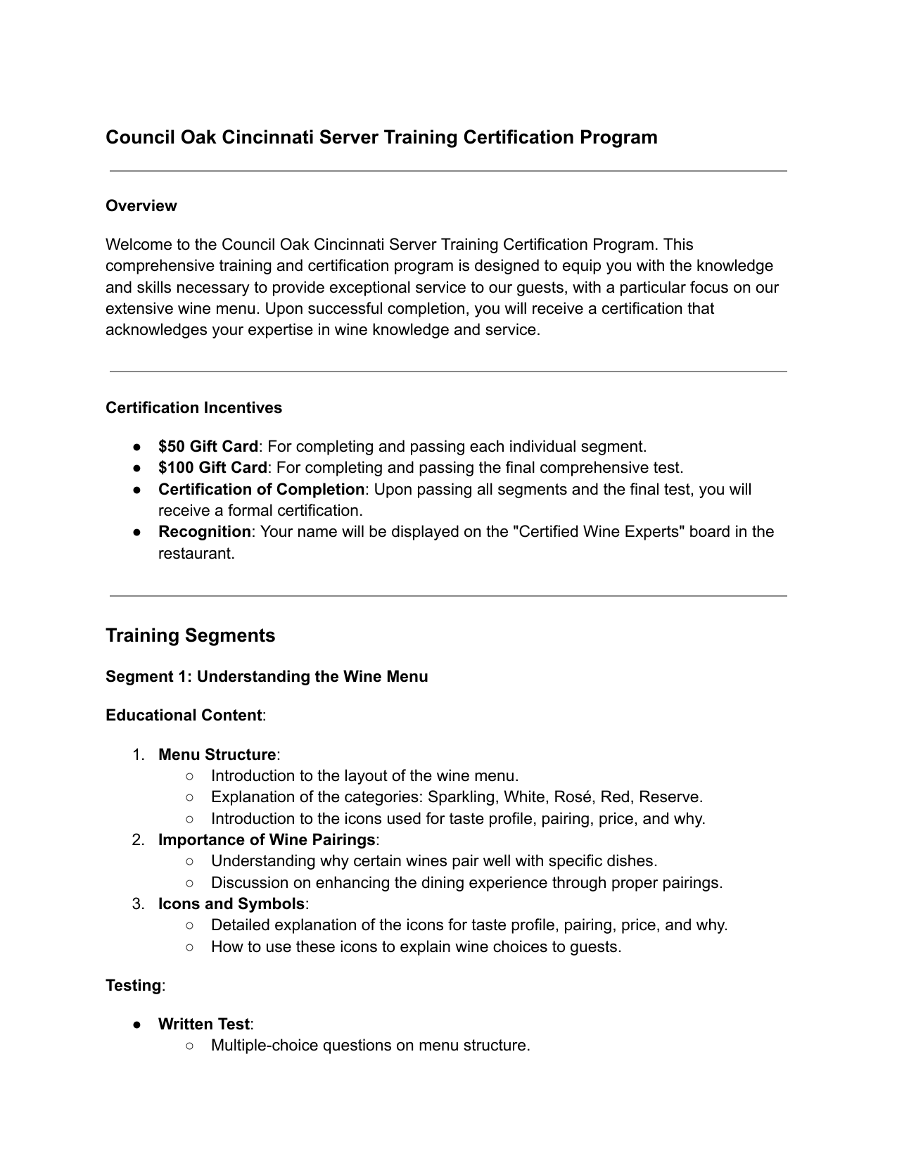 Sanitized example of a Hard Rock training certification